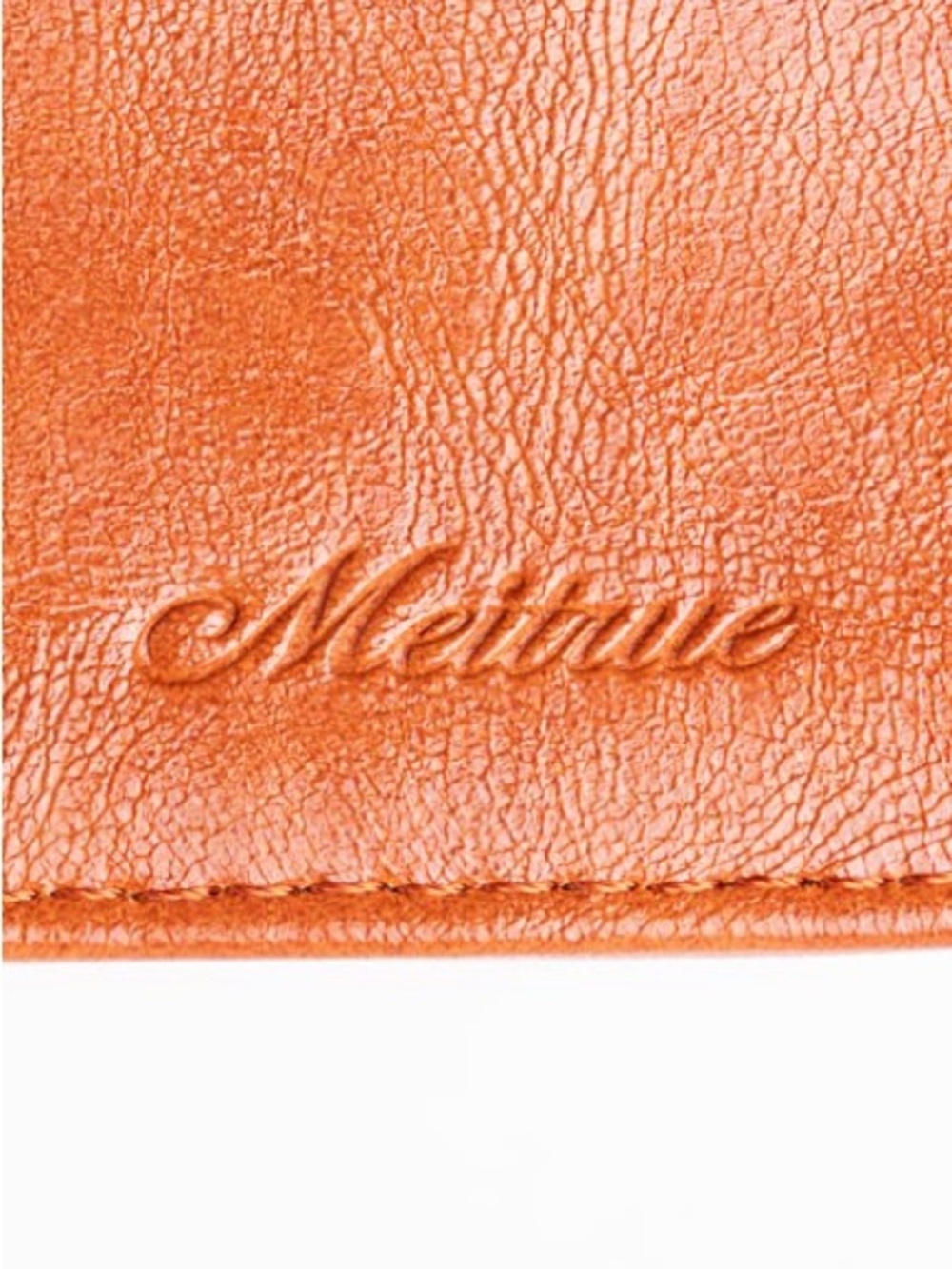 MEITRUE Tan Brown Leather Embossed Floral Trifold Wallet RFID Blocking Clutch - Picture 4 of 4